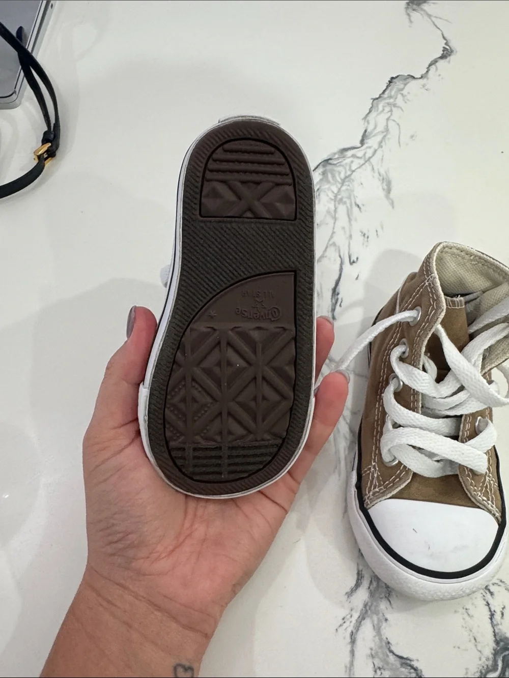 Converse toddler Brown High-Top Canvas Sneakers with White Accents